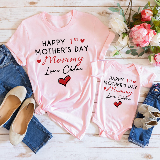 Personalized First Mother's Day Mommy and Baby Outfit | CWFamily140