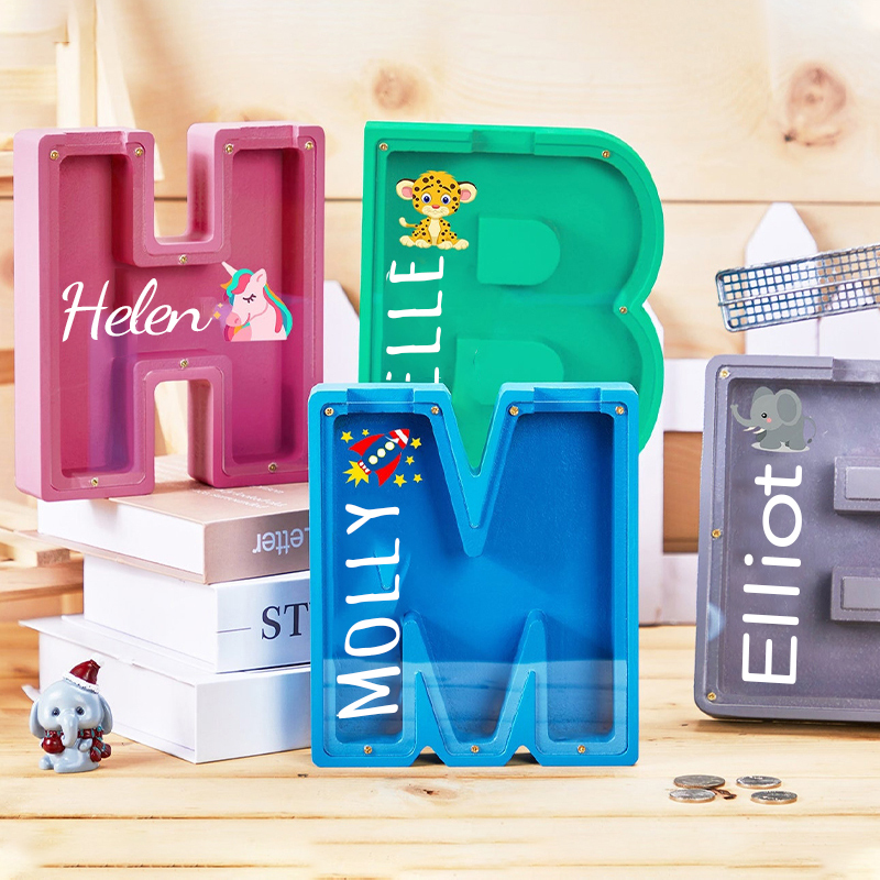 Personalized Kid Cute Wood Letter Money Boxes
