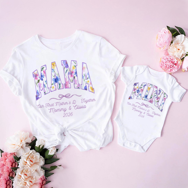Personalized First Mother's Day Mommy and Baby Outfit | CWFamily145
