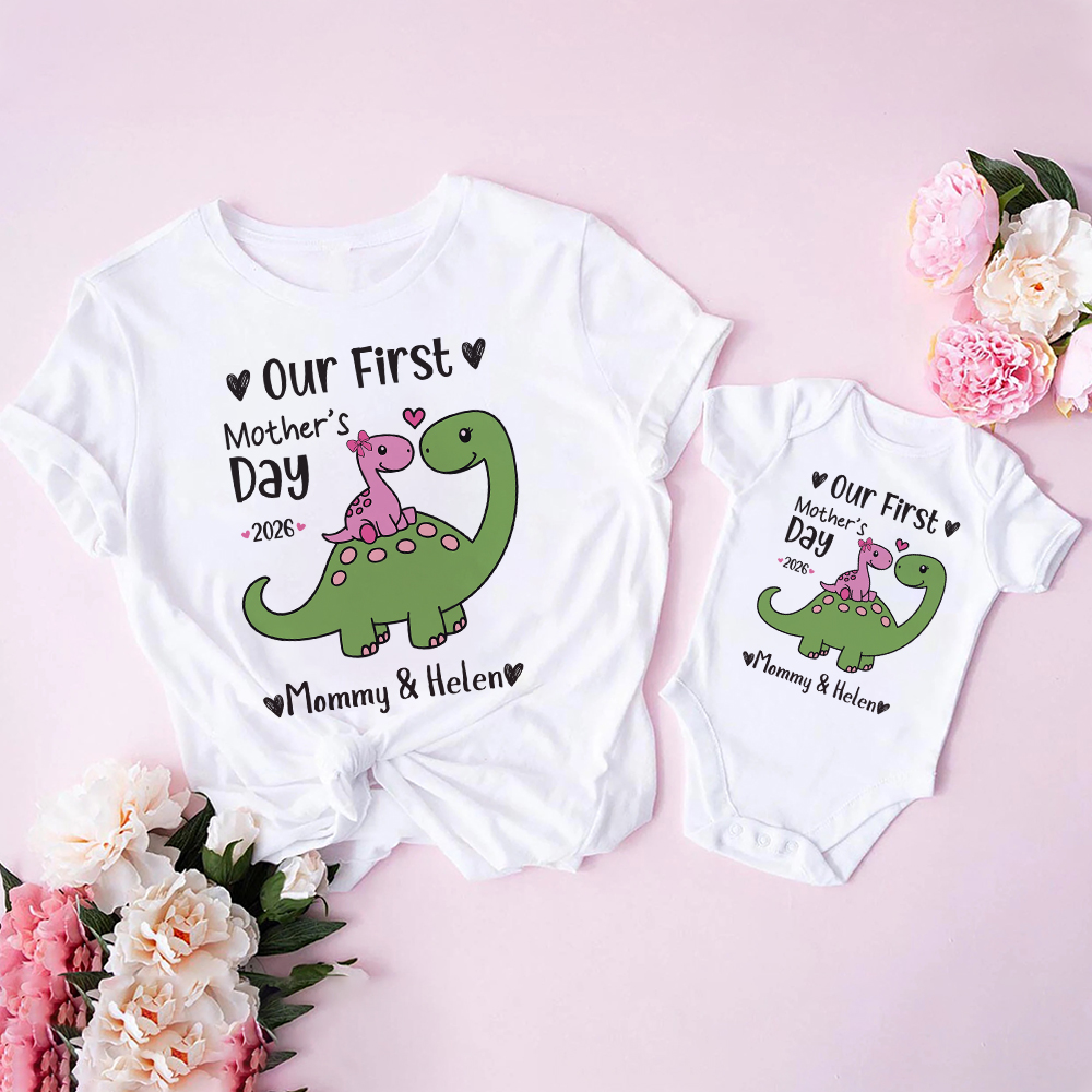 Personalized First Mother's Day Mommy and Baby Outfit | CWFamily146