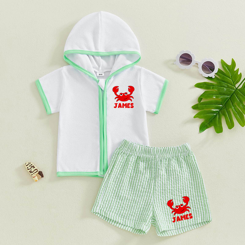 Personalized Kid Swim Cover up Hooded Robe Zippered Outfit | CWBaby45901