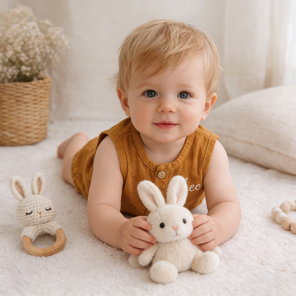 Personalized Baby Organic Linen Soft Romper | CWBaby477