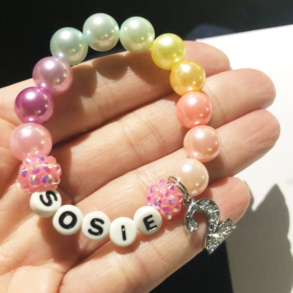 Personalized Kids Lovely Birthday Bead Bracelet With Name | CWBeach233