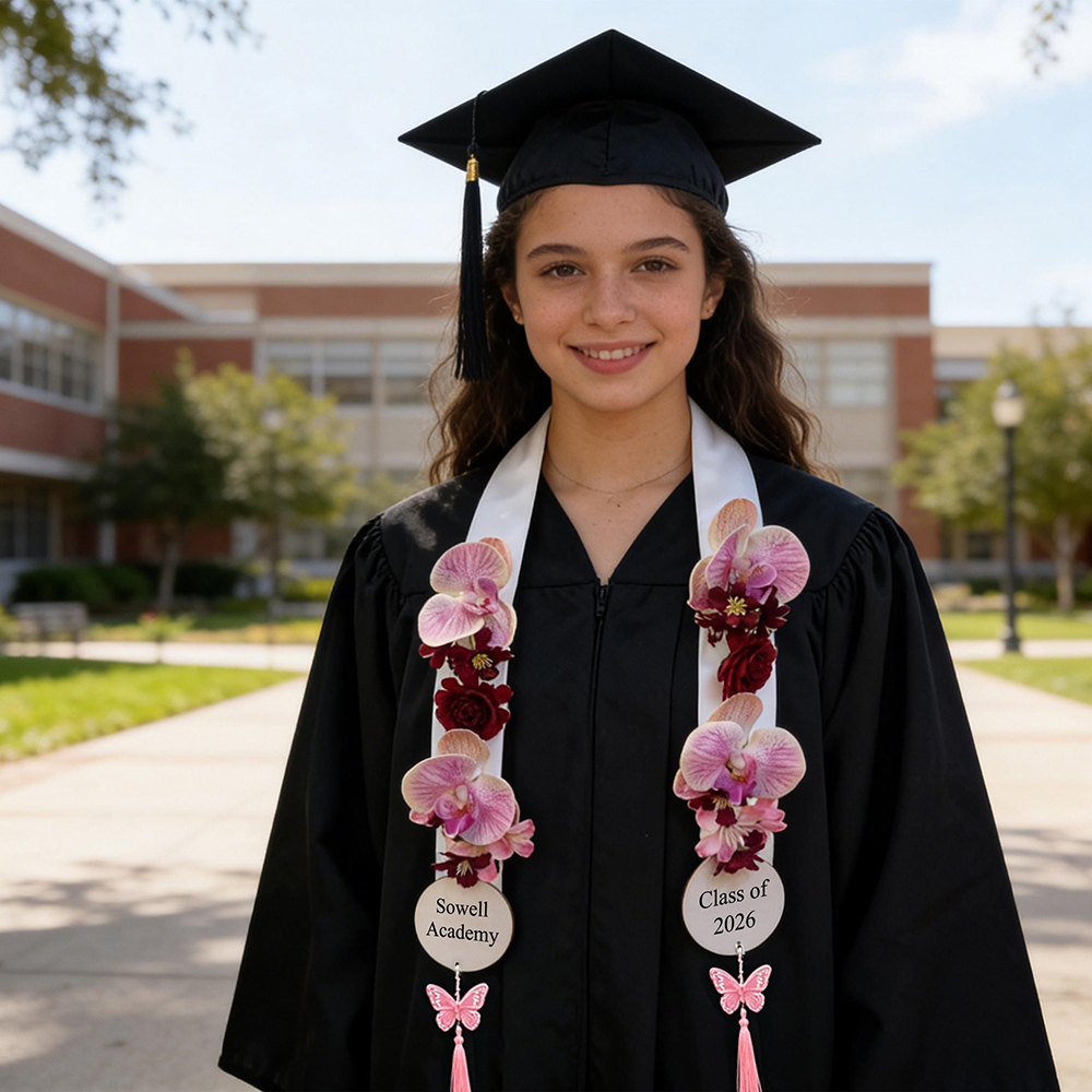 Personalized Elegant Graduation Floral Sash with Tag | CWGift54