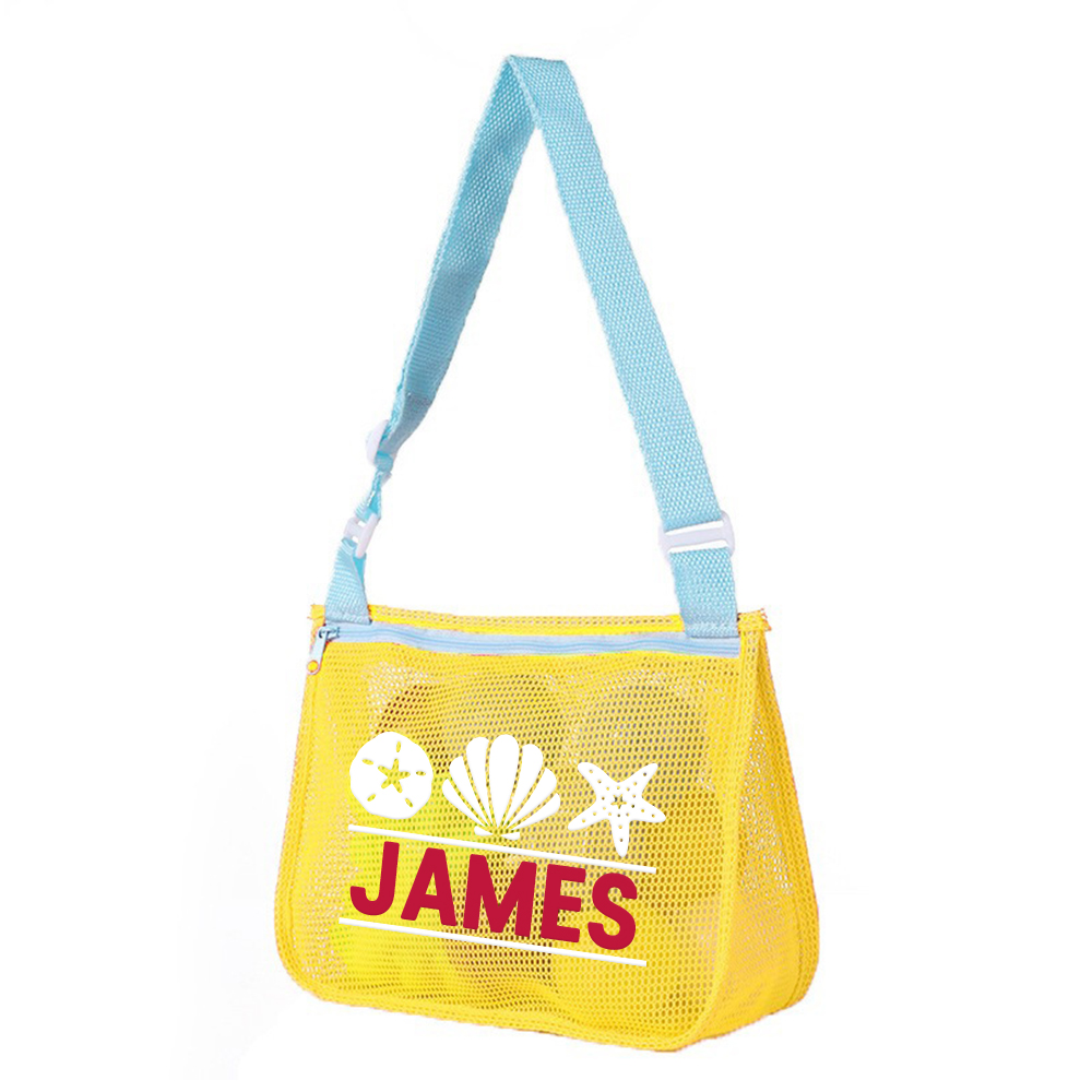 Personalized Seashell Zipper Mesh Beach Bag | CWBeach0102
