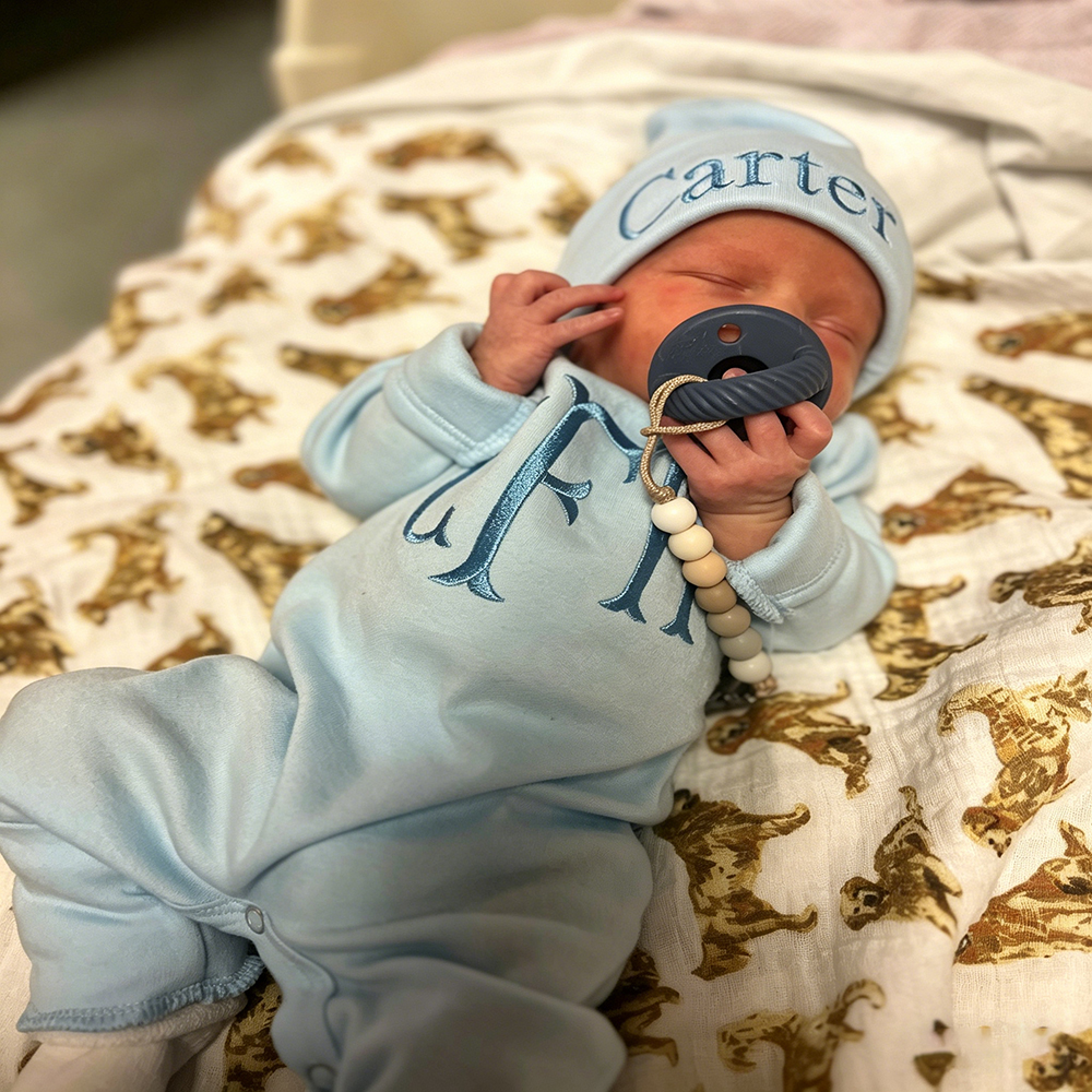 Personalized Embroidery Baby Coming Home Romper and Hat Set | CWBaby487