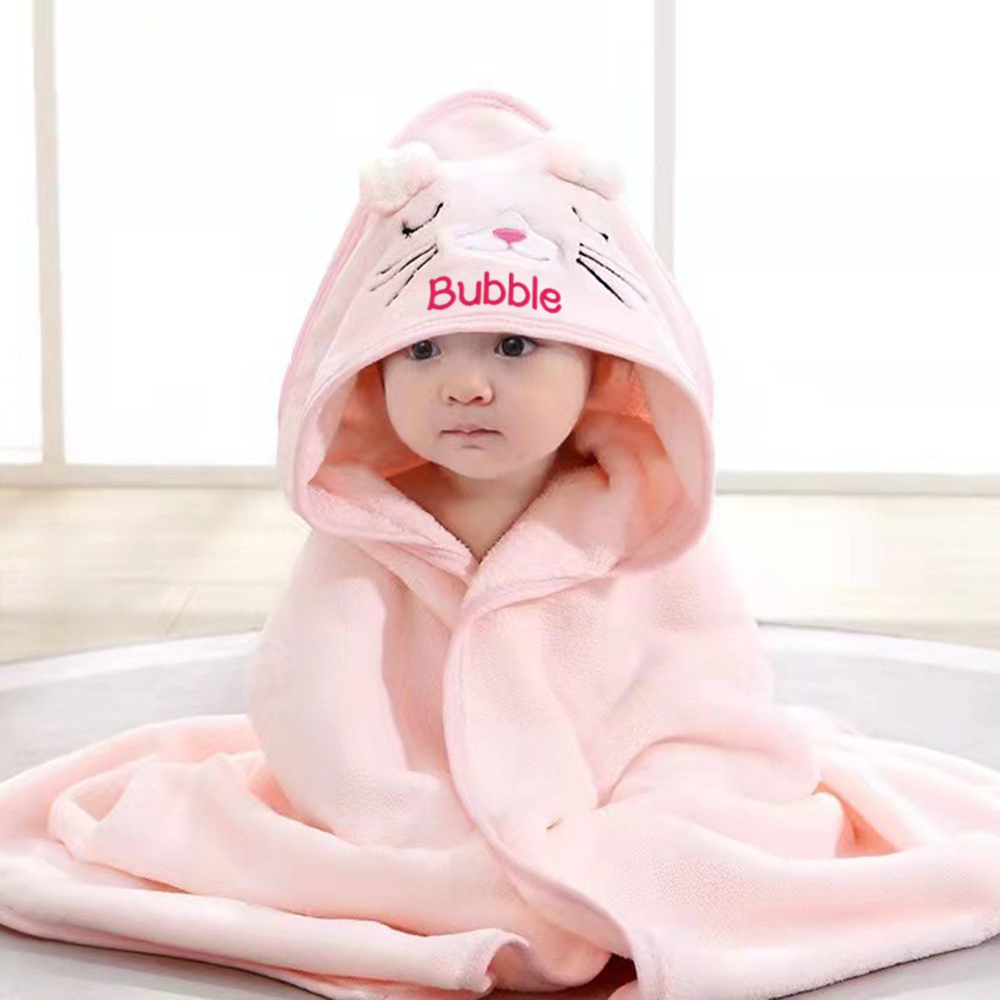 Personalized Embroidered Baby Animal Hooded Towel  | CWBaby502