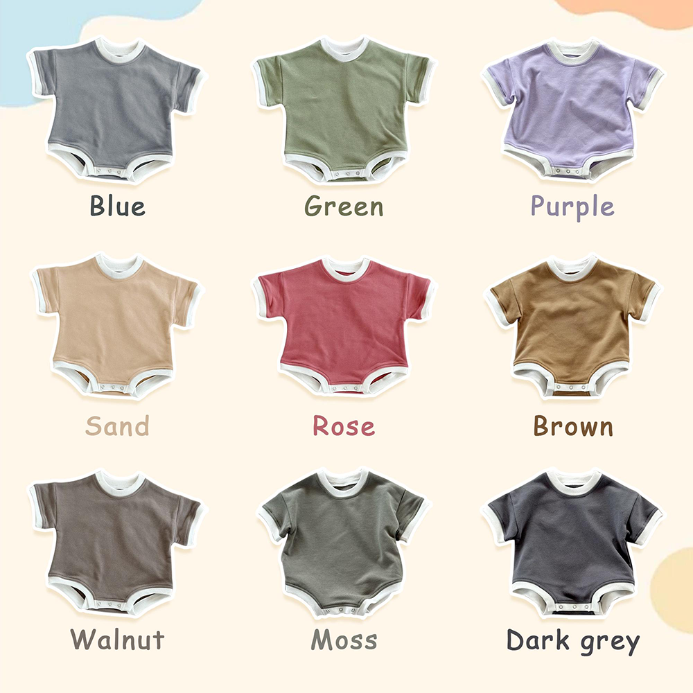 Personalized Hand Embroidered Short Sleeve Baby Bubble Romper | CWBaby503