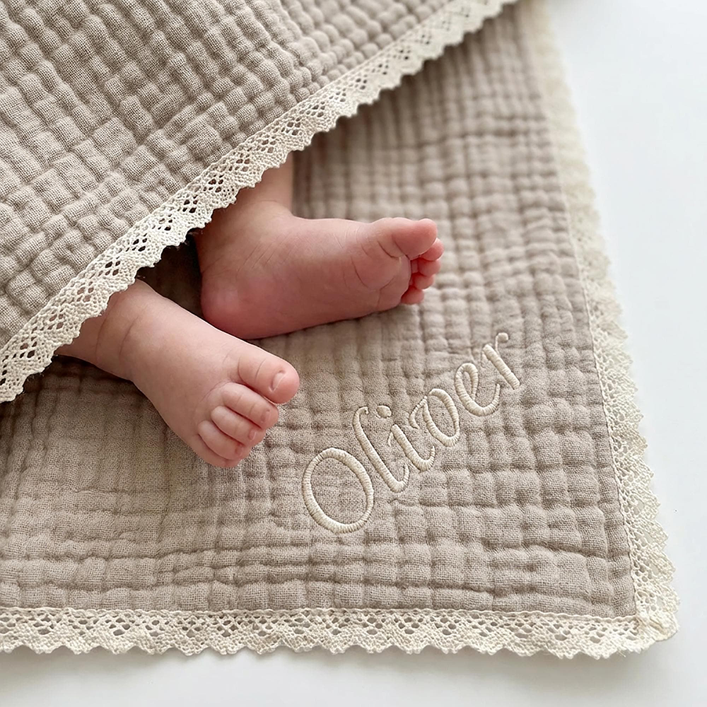 Personalized Embroidered Name Baby Swaddle Blanket for Unique Gift | CWBaby78