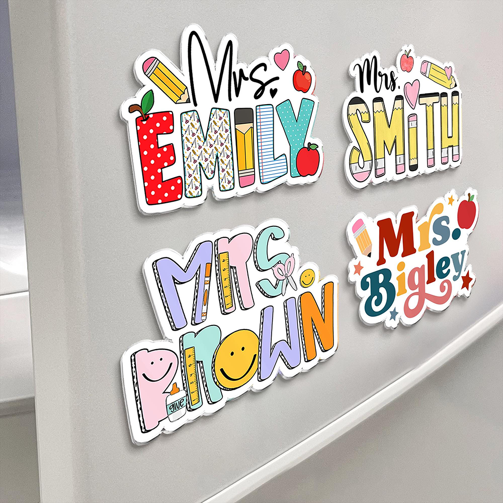 Personalized Illustrated Teacher Name Fridge Magnet | CWGift69