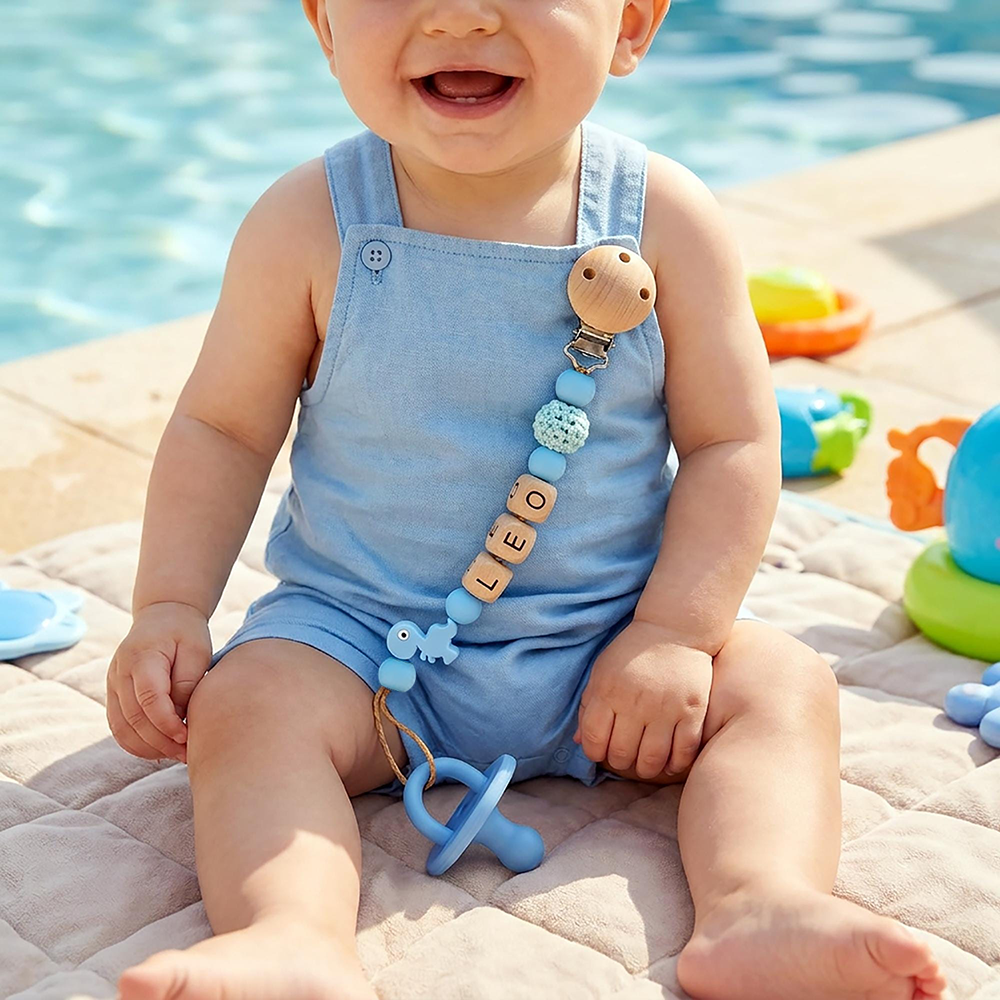 Personalized Baby Silicone Dinosaur Pacifier Clip | CWToy192