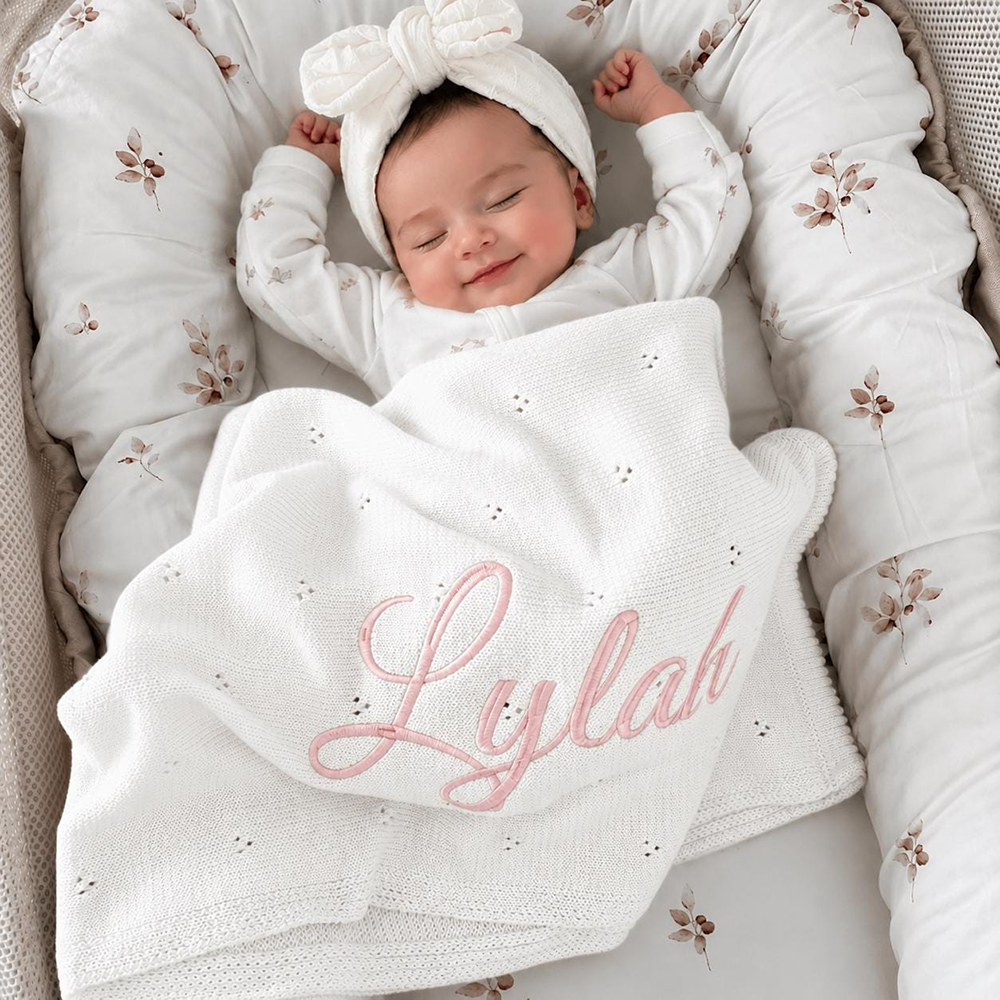 Personalized Embroidered Soft Crochet Baby Blanket | CWBaby505