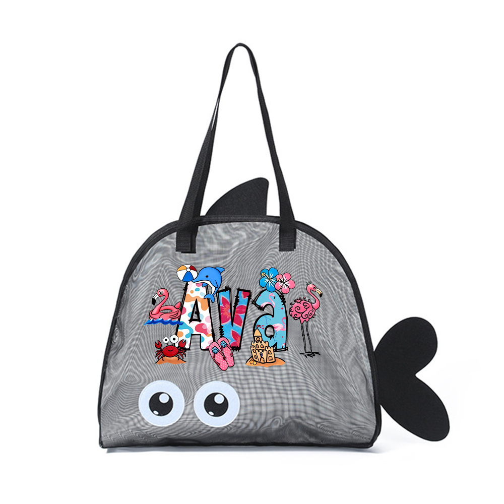 Personalized Adorable Fish Mesh Summer Beach Bag | CWBeach214