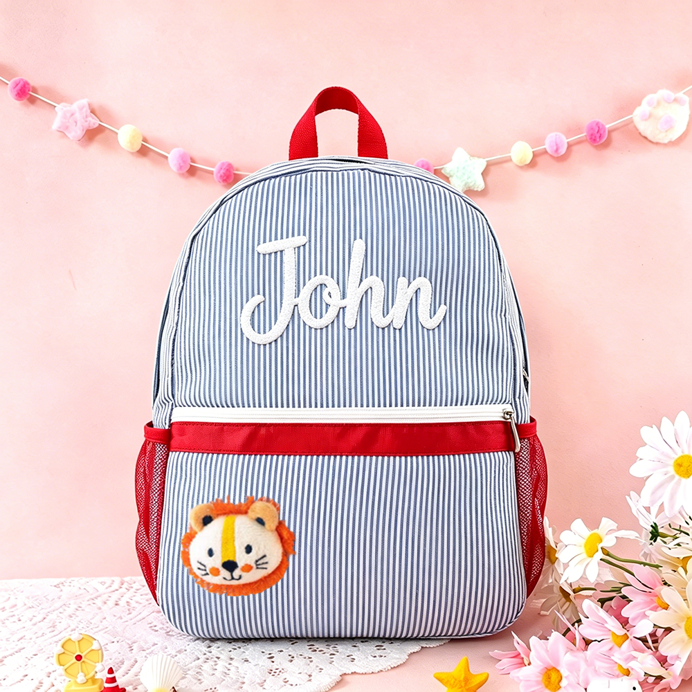 Personalized Kids Stripe Seersucker School Backpack | CWPack369