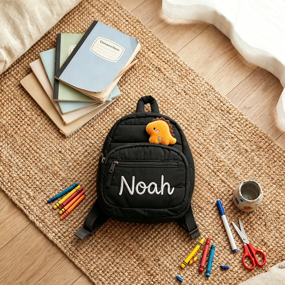 Personalized Hand Embroidery Quilted Baby Backpack | CWPack370