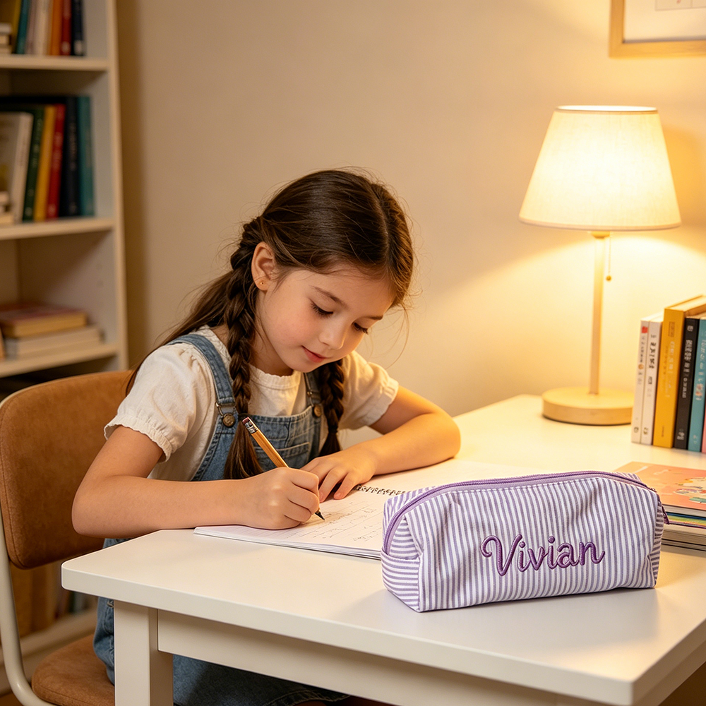 Personalized Embroidered Kids Colorful Stripe Pencil Case | CWPack371