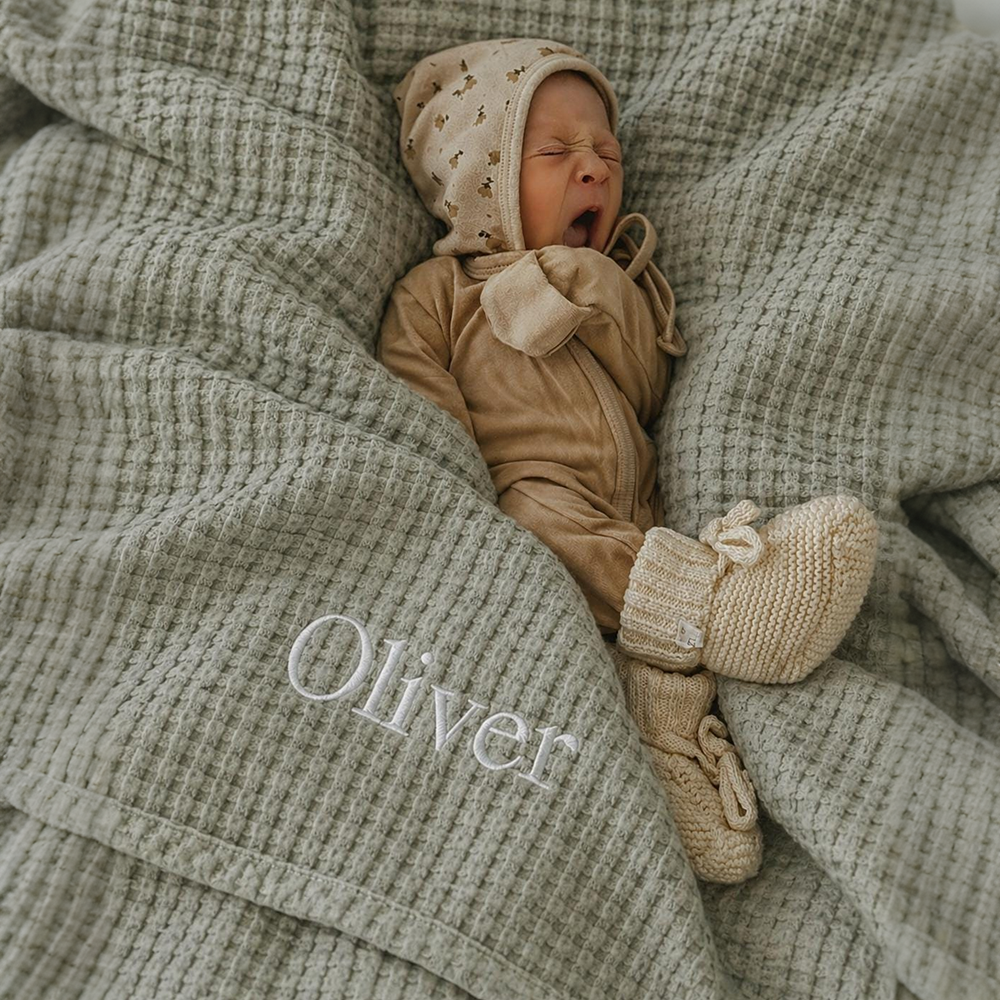 Personalized Embroidered Baby Waffle Blanket | CWBaby508
