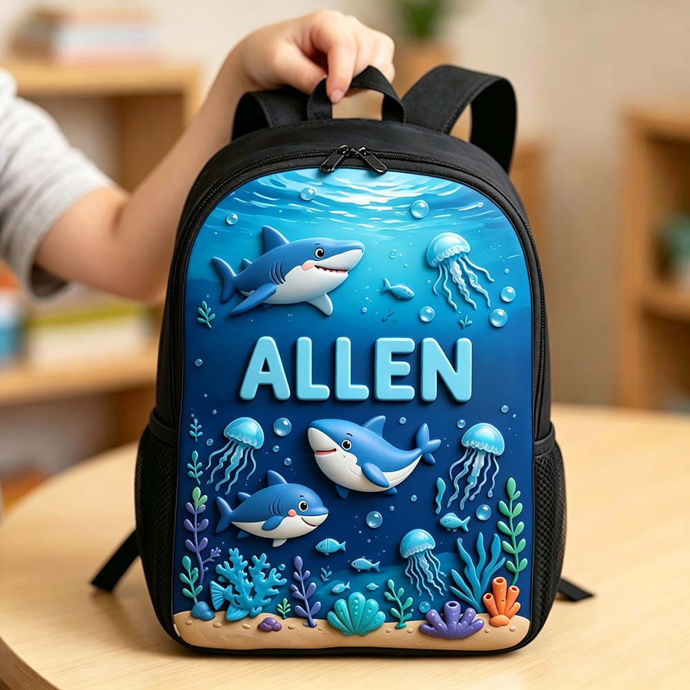 Personalized Kid Adorable Ocean Animals Backpack Set | CWPack383