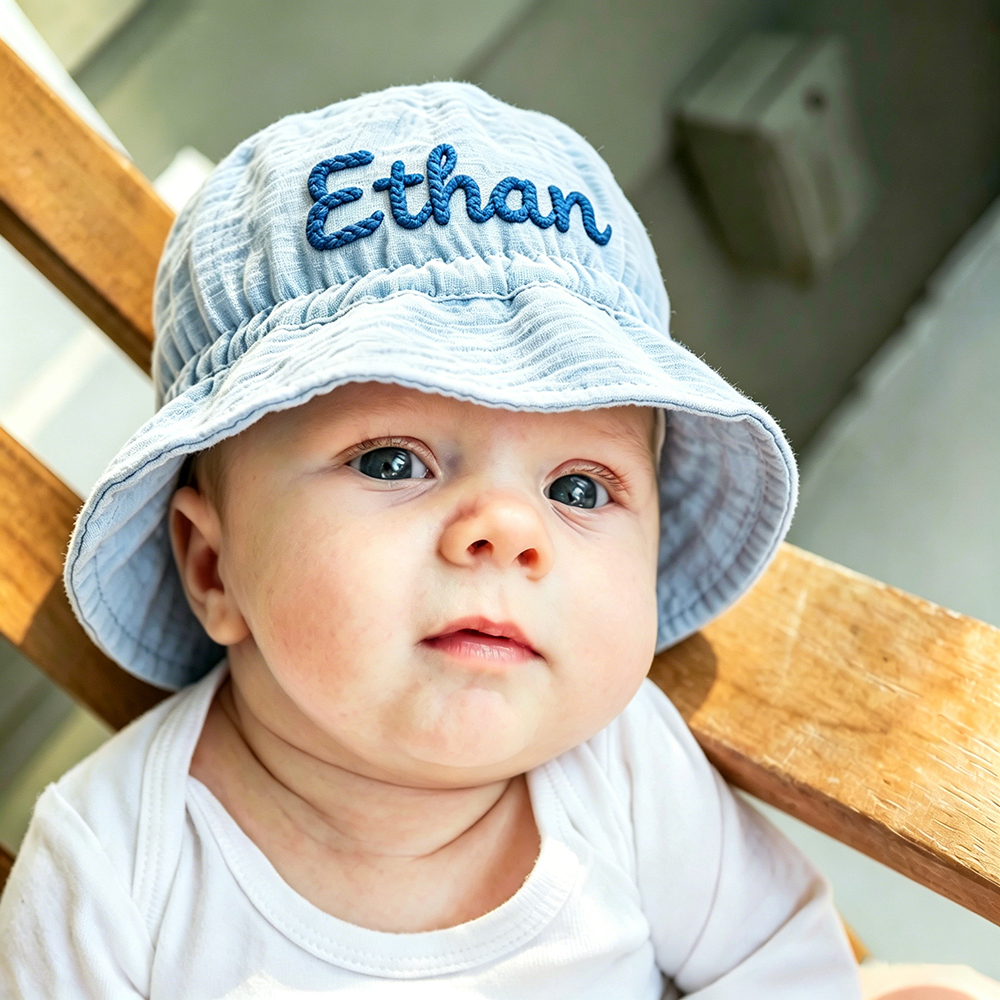 Personalized Hand Embroidered Baby Summer Bucket Hat | CWBeach261