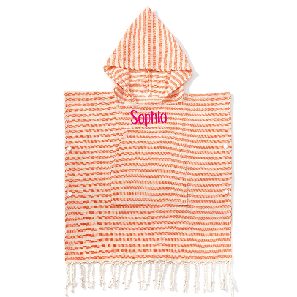 Personalized Embroidered Kids Stripe Hooded Beach Poncho | CWBeach262