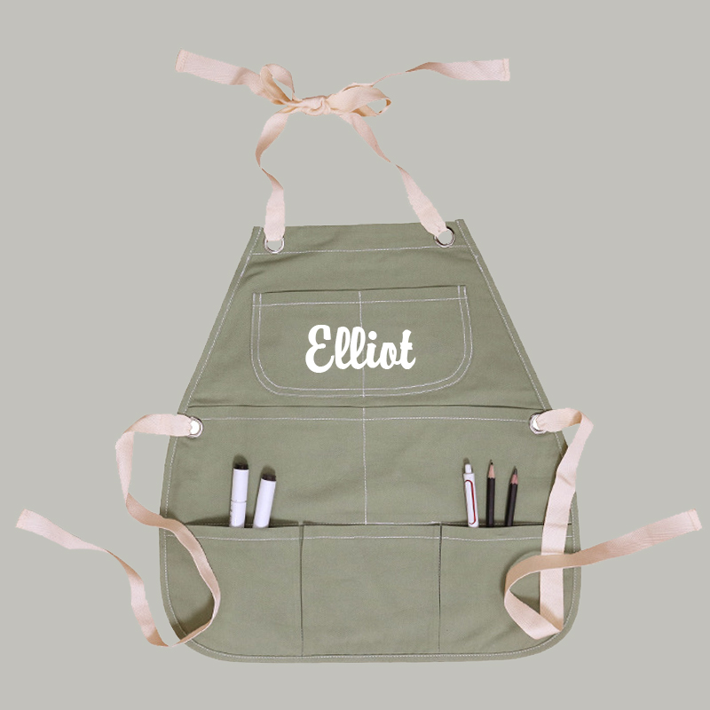 Personalized Color Cotton Apron with Garden Toy Set | Apron07