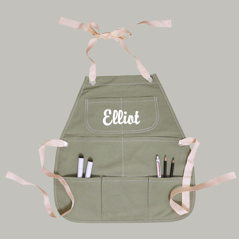 Personalized Color Cotton Apron with Garden Toy Set | Apron07