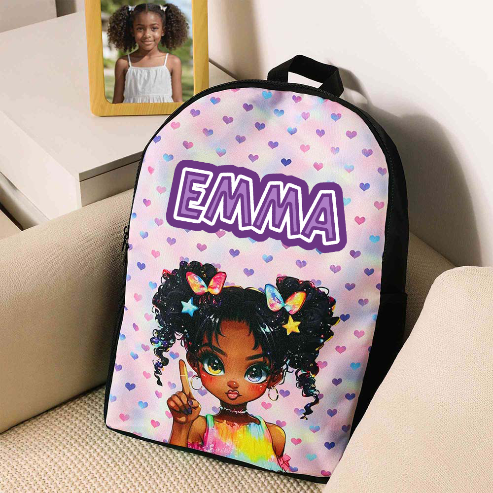 Personalized Cartoon Girl Backpack Set | CWPack386