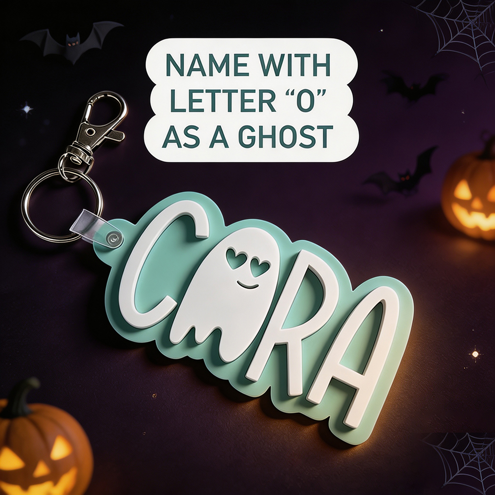 Personalized Halloween Name Tag Keychain | CWHalloween77