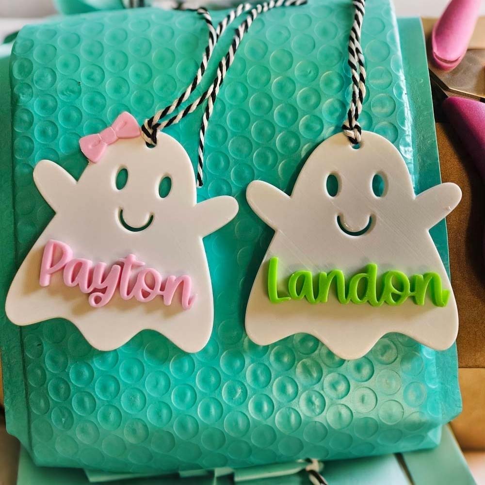 Personalized Halloween Cute Ghost Name Boo Basket Tag | CWHalloween88