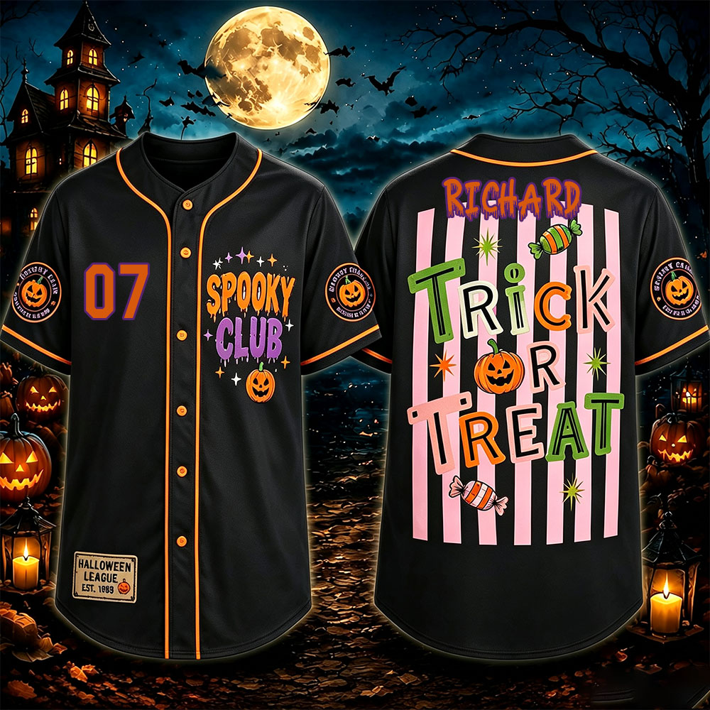 Personalized Halloween Button Up Baseball Jersey For Kid & Adult | CWHalloween94