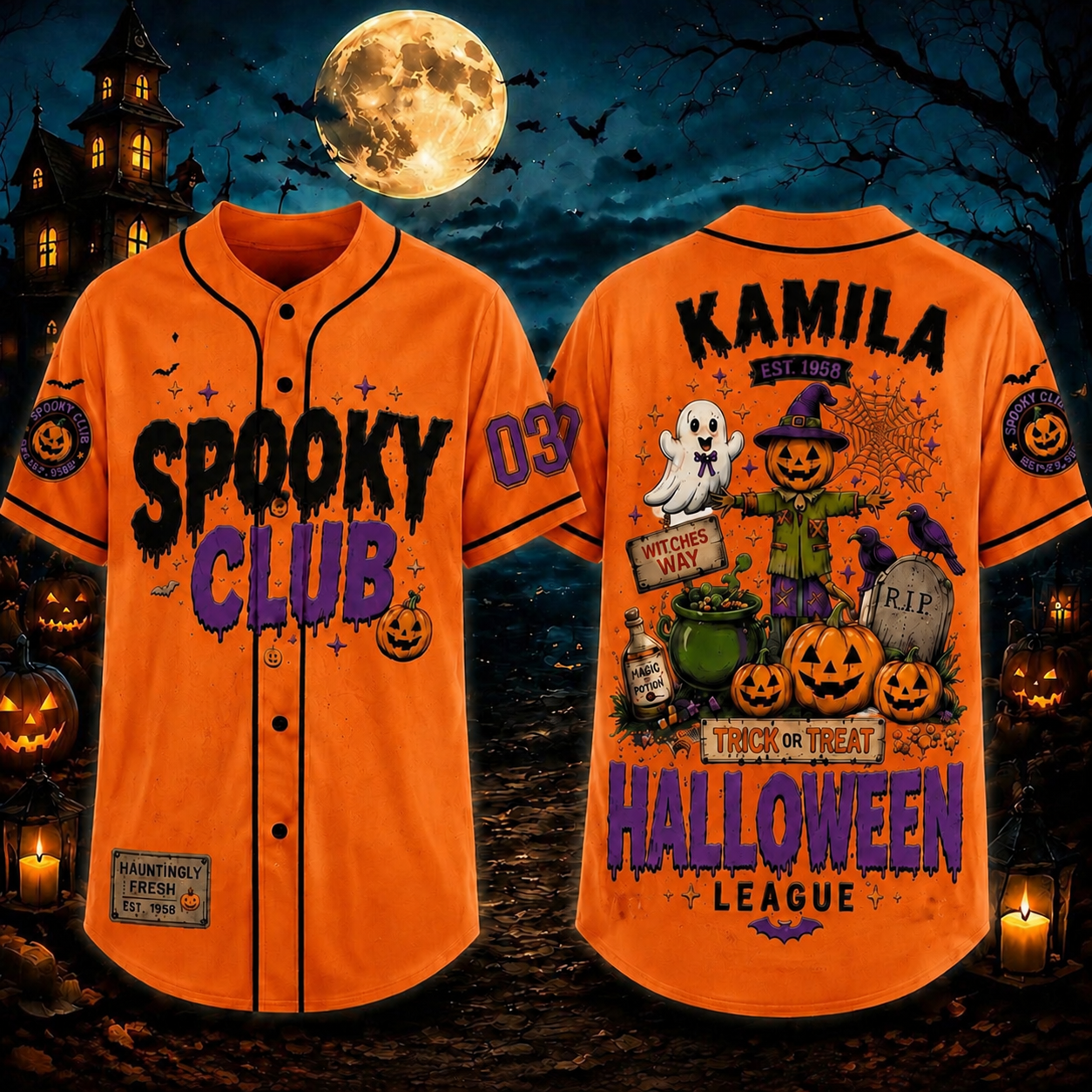 Personalized Halloween Button Up Baseball Jersey For Kid & Adult | CWHalloween92