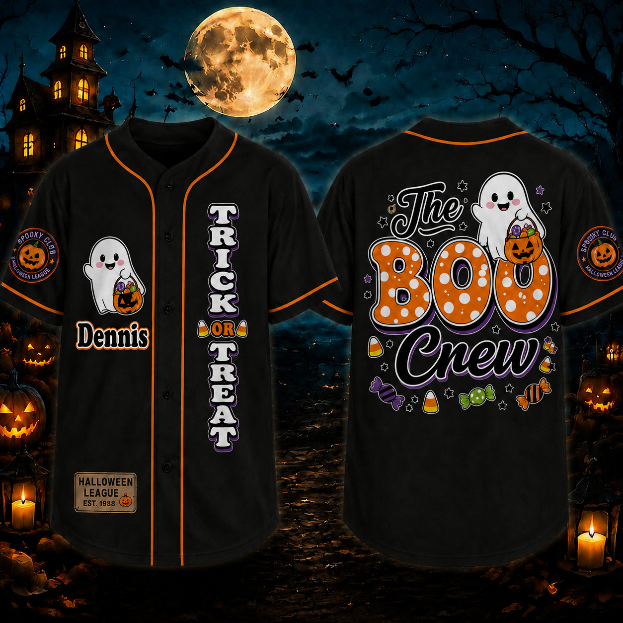 Personalized Halloween Button Up Baseball Jersey For Kid & Adult | CWHalloween110