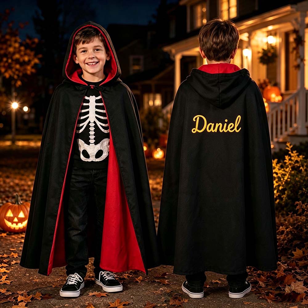 Personalized Hand Embroidered Halloween Kids Cape | CWHalloween120