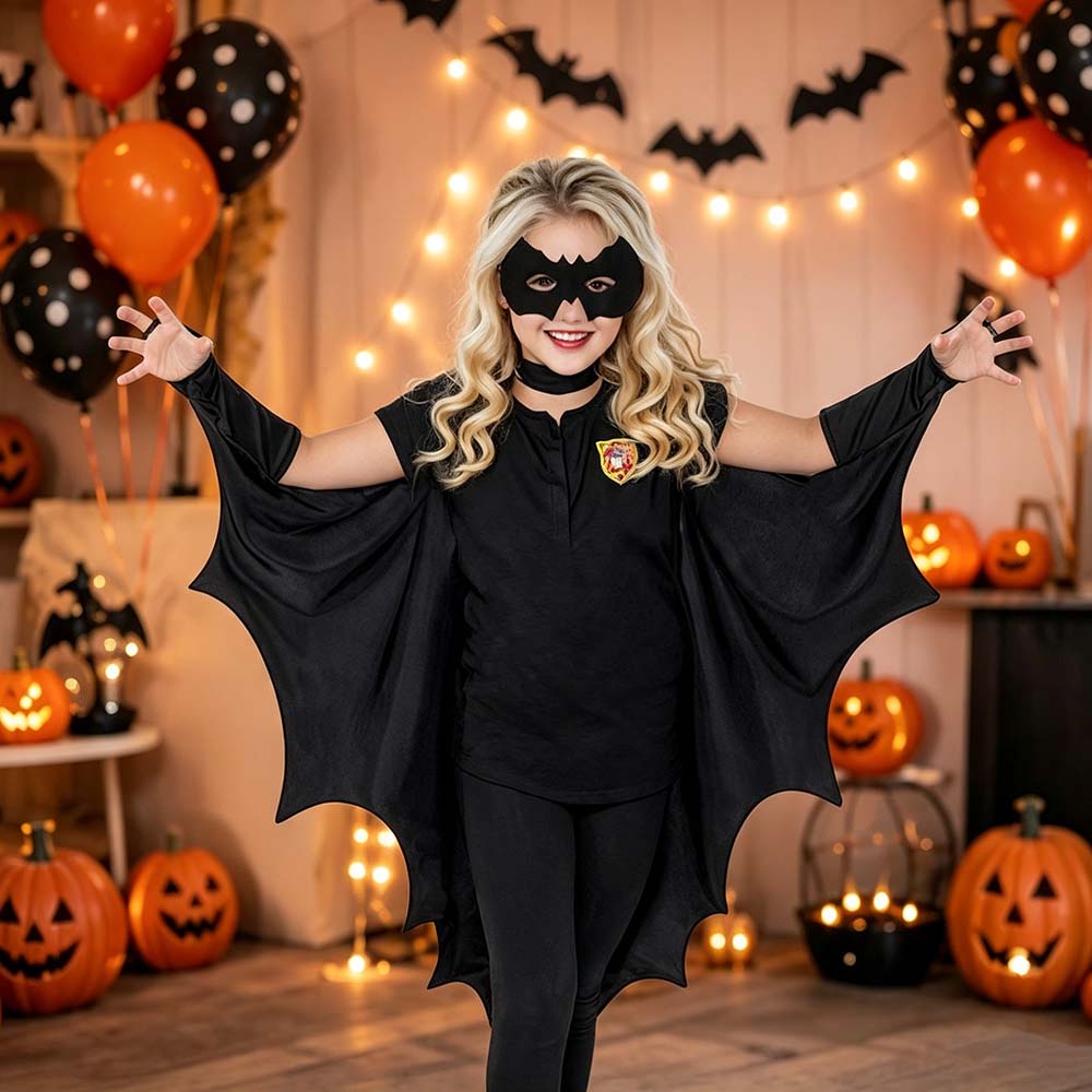Personalized Hand Embroidered Halloween Kids Bat Wing Cape | CWHalloween121