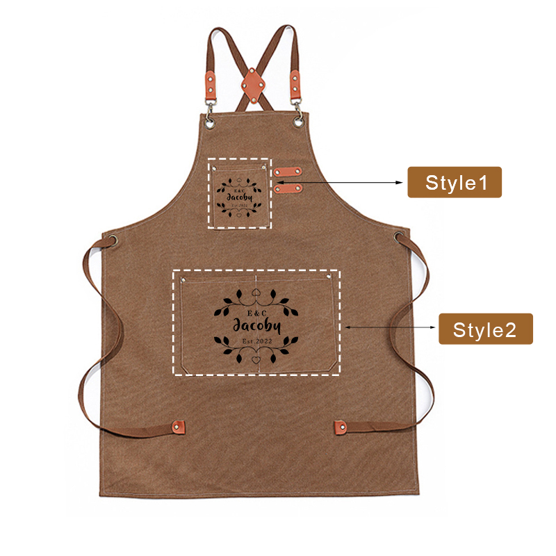 Personalized Name on Canvas Apron with Pockets for Unisex Adult | Apron22