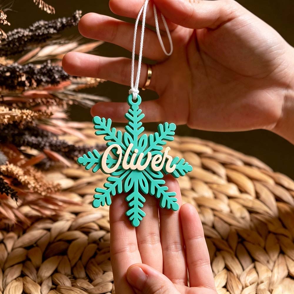 Personalized 3D Printed Christmas Snowflake Gift Name Tag | MCGift368
