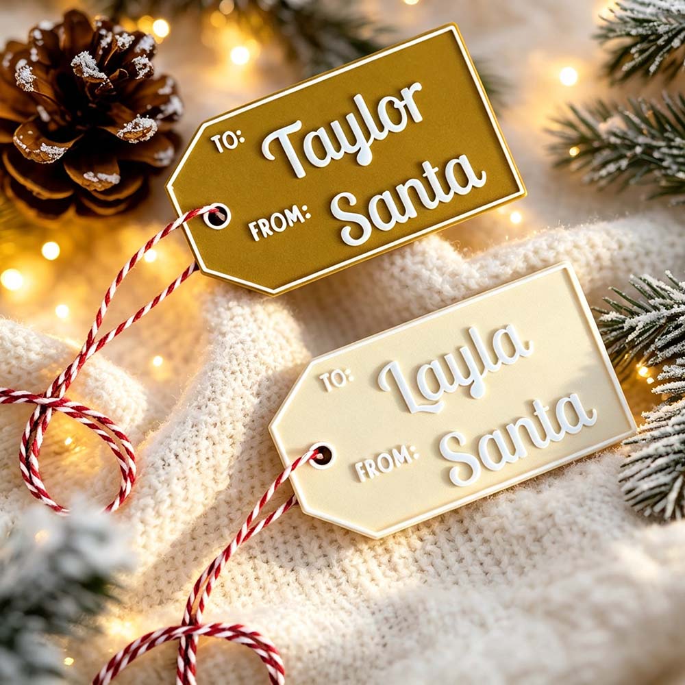 Personalized 3D Printed Christmas Santa Gift Tag | MCGift369