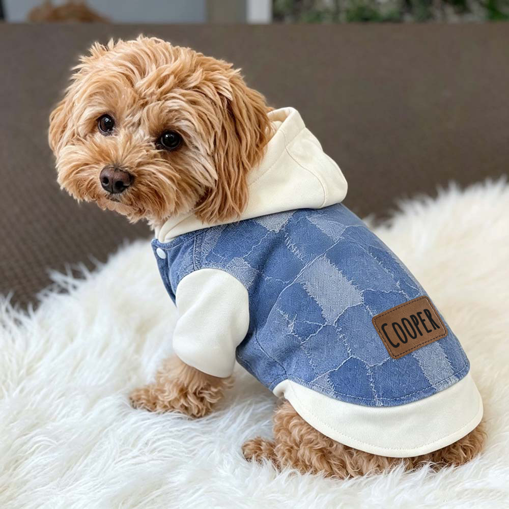 Personalized Pet Denim Patchwork Jacket Hoodie | BKPet565