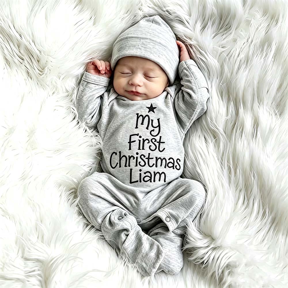 Personalized Embroidery Baby First Christmas Outfit Set | MCGift379