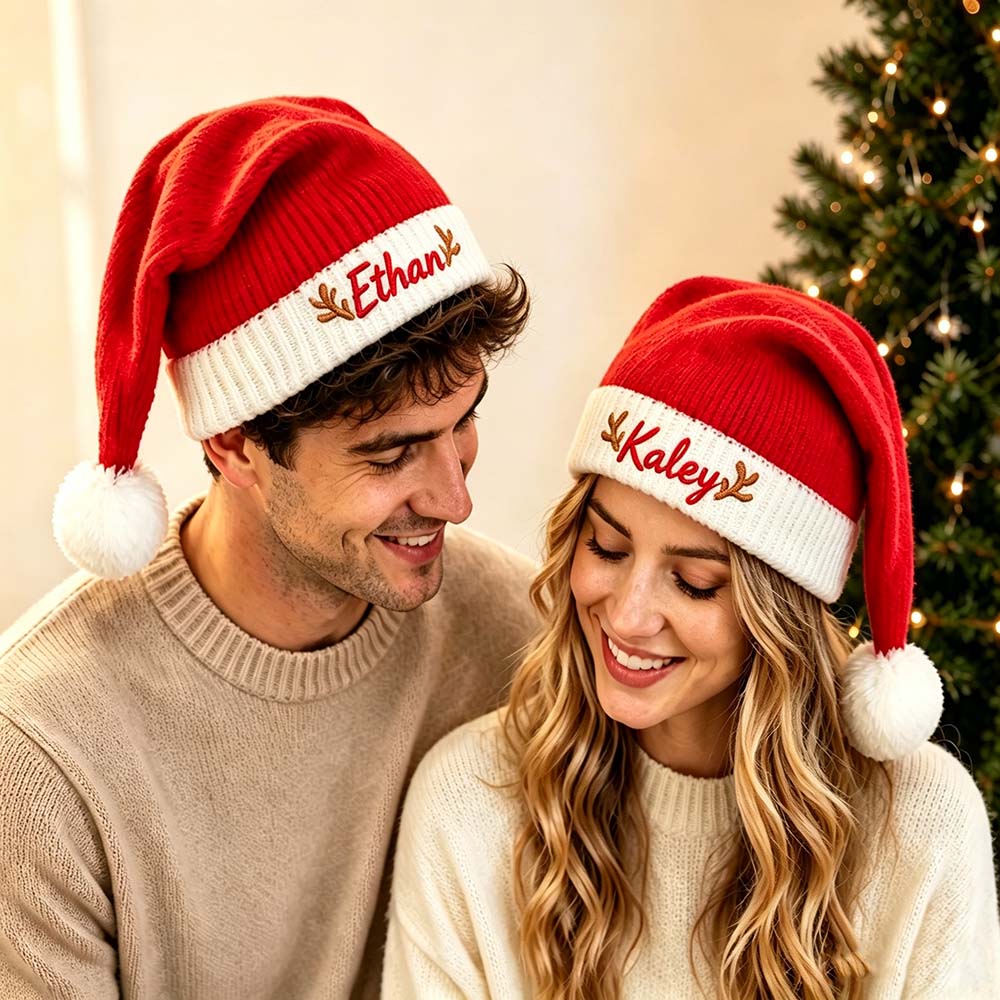 Personalized Embroidered Knitted Christmas Santa Hat | MCGift382
