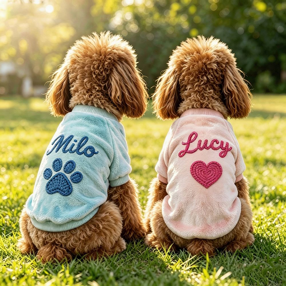 Personalized Hand Embroidered Christmas Pet Fleece Thermal Outfit | BKPet579