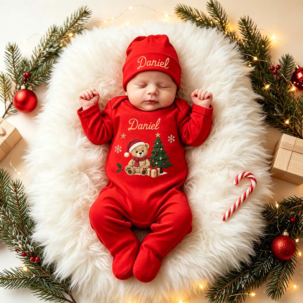 Personalized Baby Cute Design First Christmas Outfit Set | MCGift381