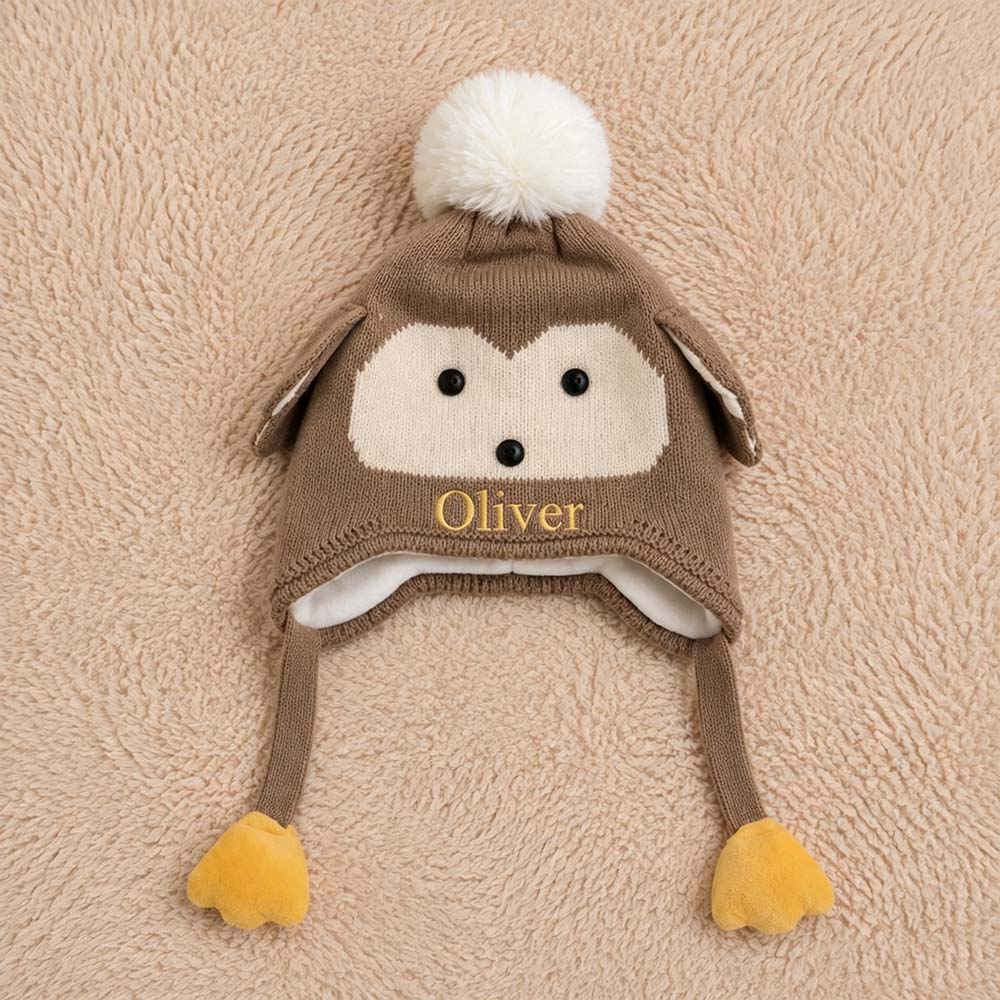 Personalized Embroidery Animal Ear Knit Beanie Hat | HSKid91