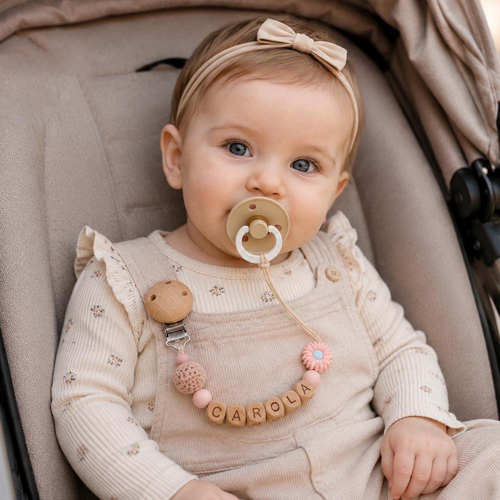 Personalized Baby Wooden Letter Bead Pacifier Clip | CWToy205