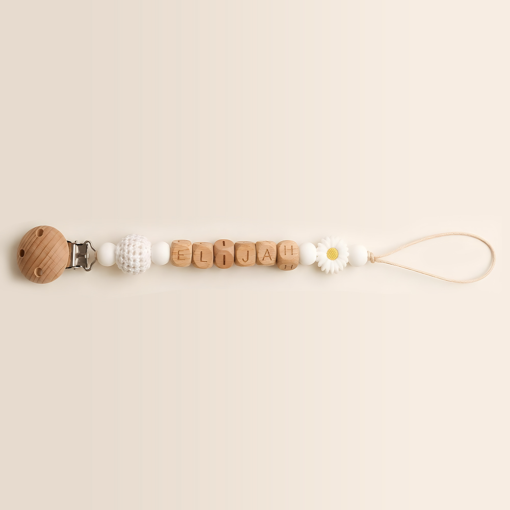 Personalized Baby Wooden Letter Bead Pacifier Clip | CWToy205