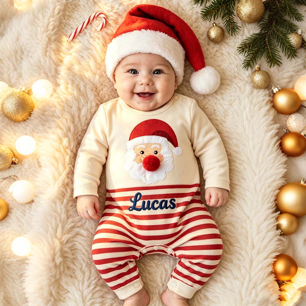 Personalized Embroidered Baby Christmas Santa Romper | MCGift385