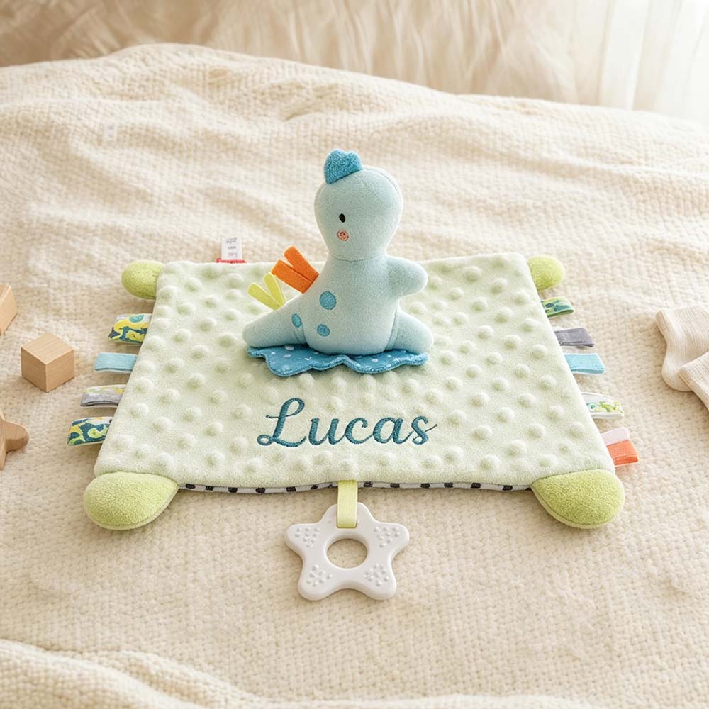 Personalized Embroidered Baby Minky Dot Animal Lovey Blanket | CWToy206