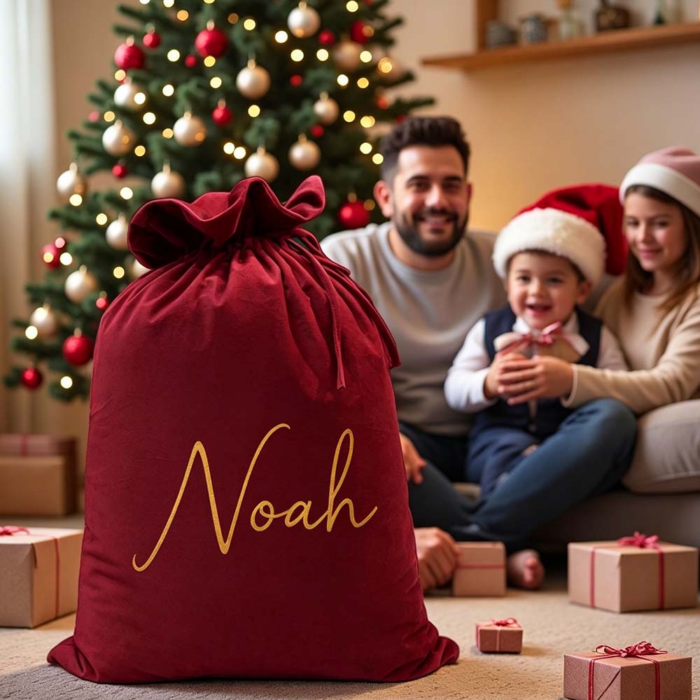 Personalized Custom Name Christmas Velvet Gift Bag | MCGift395