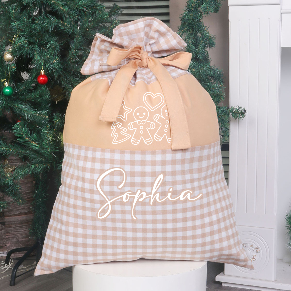 Personalized Christmas Custom Name Plaid Gift Bag | MCGift397