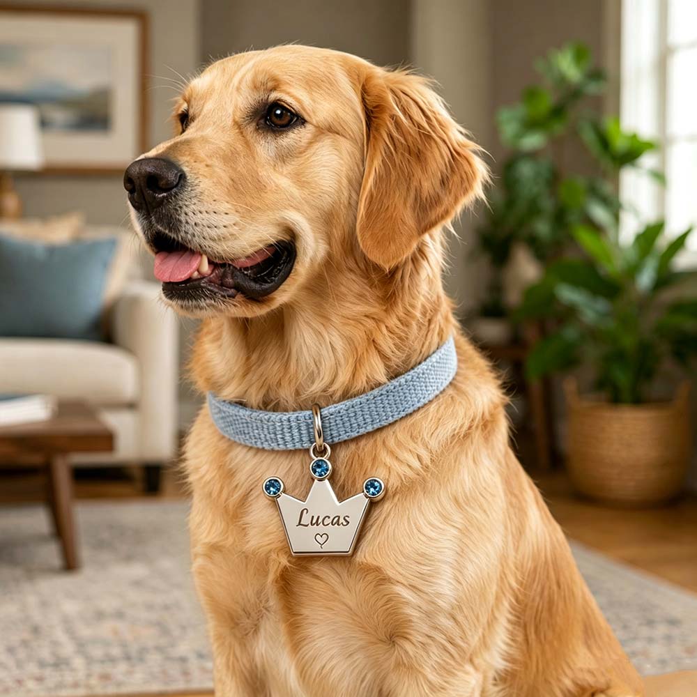 Personalized Rhinestone Crown Pet Collar ID Tag | BKPet585